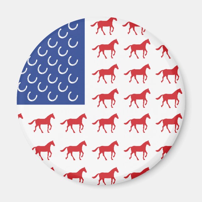 Patriotic Horses American Flag Magnet (Front)