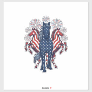 Patriotic Horses Vintage Fireworks Vector Design