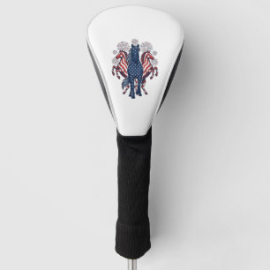 Patriotic Horses Vintage Fireworks Vector Design Golf Head Cover