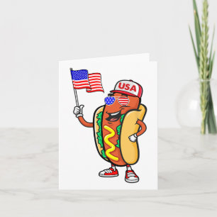Patriotic Hot Dog American Flag Usa Funny 4th Of J Card