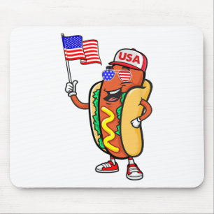 Patriotic Hot Dog American Flag Usa Funny 4th Of J Mouse Mat