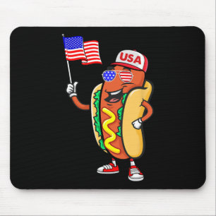 Patriotic Hot Dog American Flag Usa Funny 4th Of J Mouse Mat