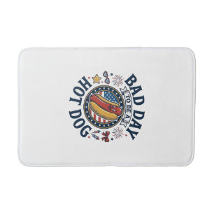 Patriotic Hot Dog Bad Day Funny 4th of July Shirt_ Bath Mat