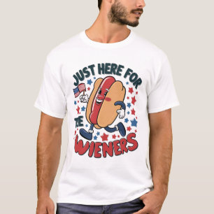 Patriotic Hot Dog Lover Funny Cartoon T-Shirt