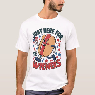 Patriotic Hot Dog Lover Funny Cartoon T-Shirt