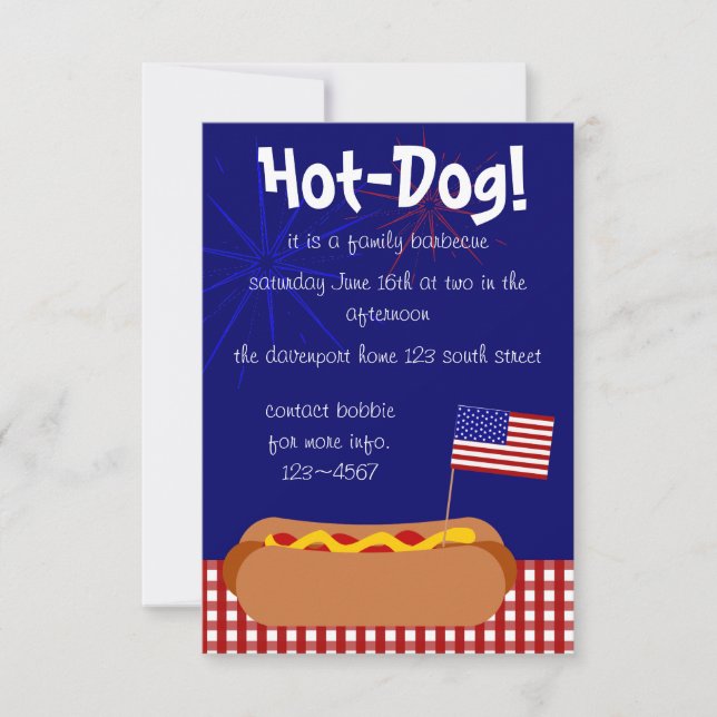 Patriotic Hot Dog! Party Invitation (Front)