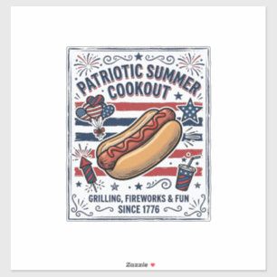 Patriotic Hot Dog Vintage Cookout
