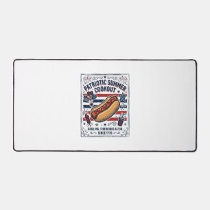 Patriotic Hot Dog Vintage Cookout Desk Mat
