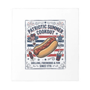 Patriotic Hot Dog Vintage Cookout Notepad