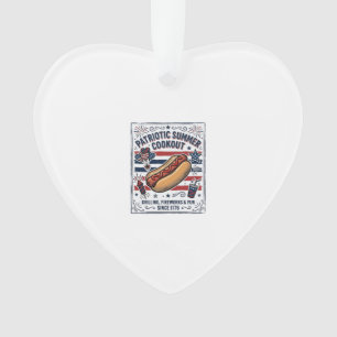 Patriotic Hot Dog Vintage Cookout Ornament