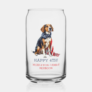 Patriotic Hound Dog Personalized Can Glass