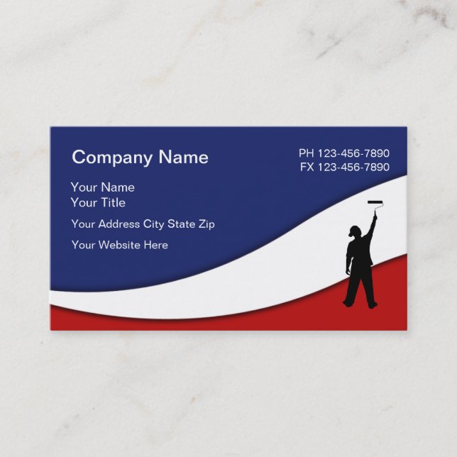Patriotic House Painter Design Business Card (Front)