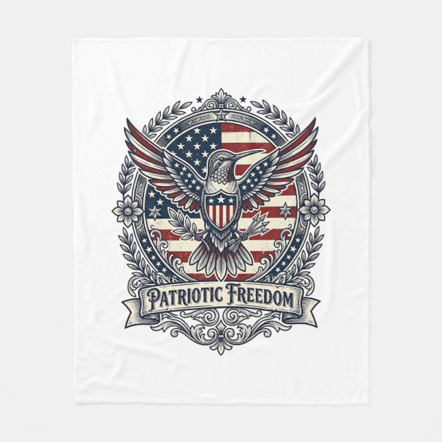 Patriotic Hummingbird Fleece Blanket (Front)