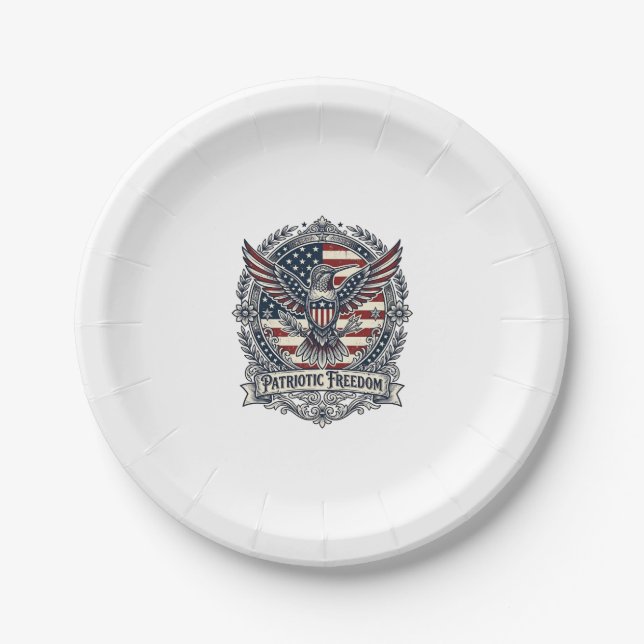 Patriotic Hummingbird Paper Plate (Front)