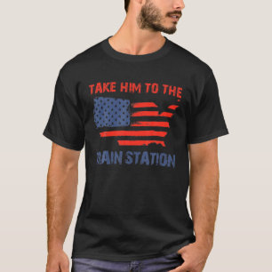 Patriotic Humour Train Station Vintage Old Us Amer T-Shirt
