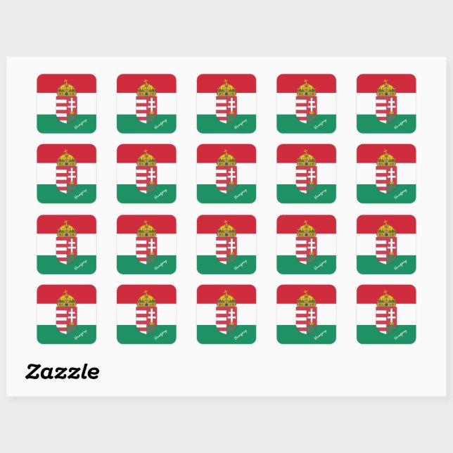 Patriotic Hungary & Hungarian flag, travel /sports Square Sticker (Sheet)
