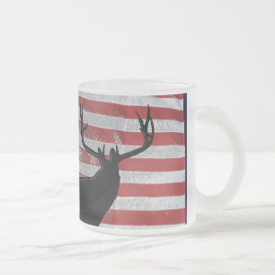 Patriotic hunter frosted glass coffee mug