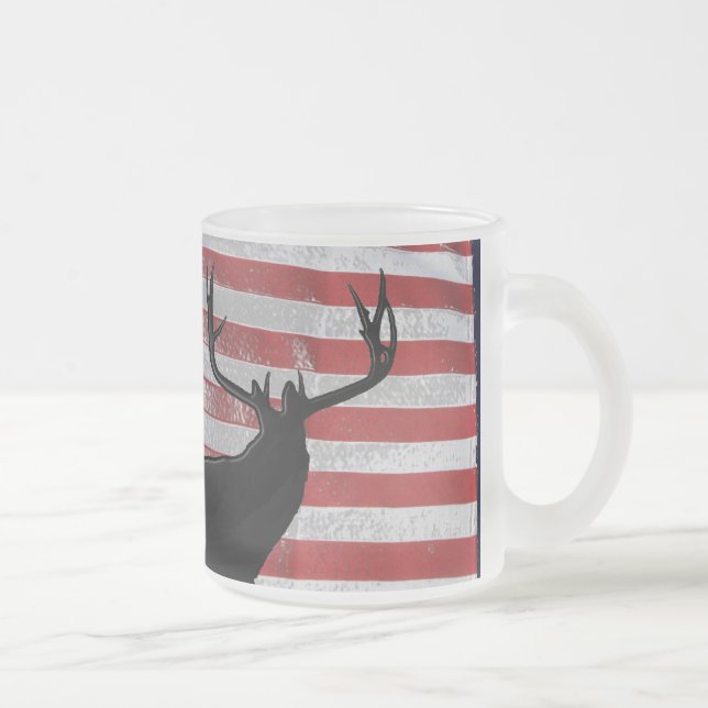 Patriotic hunter frosted glass coffee mug (Right)