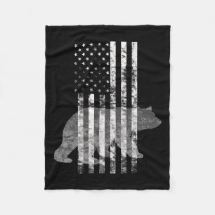 Patriotic Hunting Bear American Flag Hunters Fleece Blanket