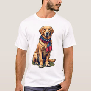 Patriotic Hunting Golden Retriever Vintage Tee 4