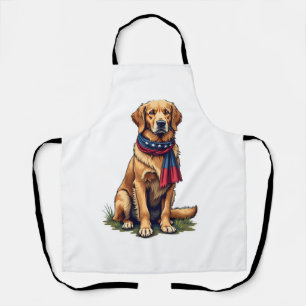 Patriotic Hunting Golden Retriever Vintage Tee 4 Apron
