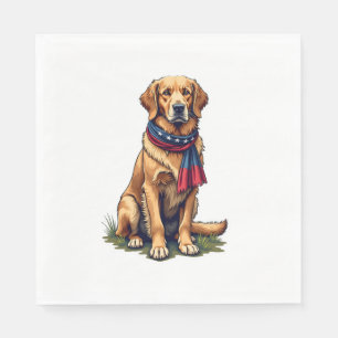 Patriotic Hunting Golden Retriever Vintage Tee 4 Napkin