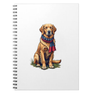 Patriotic Hunting Golden Retriever Vintage Tee 4 Notebook
