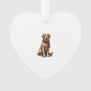 Patriotic Hunting Golden Retriever Vintage Tee 4 Ornament
