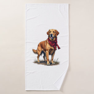 Patriotic Hunting Golden Retriever Vintage Tee Bath Towel