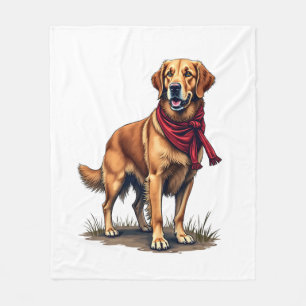 Patriotic Hunting Golden Retriever Vintage Tee Fleece Blanket