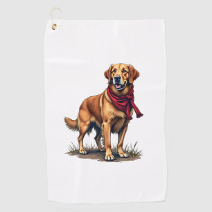 Patriotic Hunting Golden Retriever Vintage Tee Golf Towel