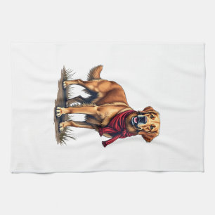 Patriotic Hunting Golden Retriever Vintage Tee Tea Towel