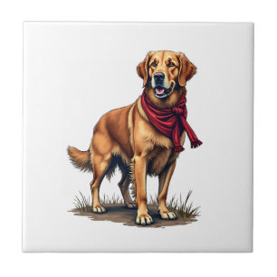 Patriotic Hunting Golden Retriever Vintage Tee Tile