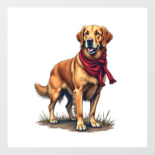 Patriotic Hunting Golden Retriever Vintage Tee Window Cling