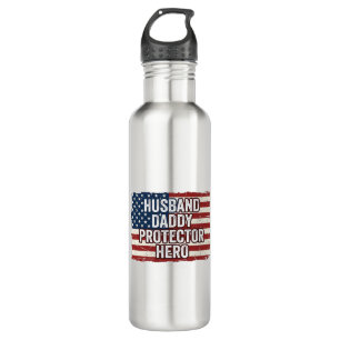 Patriotic Husband Daddy Protector Hero Flag Shirt  710 Ml Water Bottle