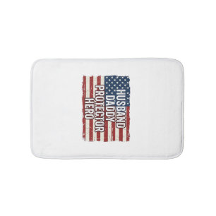 Patriotic Husband Daddy Protector Hero Flag Shirt  Bath Mat