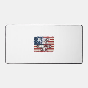 Patriotic Husband Daddy Protector Hero Flag Shirt Desk Mat