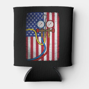 Patriotic HVAC Technician American Flag HVAC Tech  Can Cooler