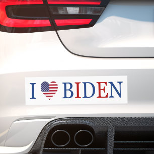 Patriotic I Heart Love Joe Biden Flag Bumper Sticker