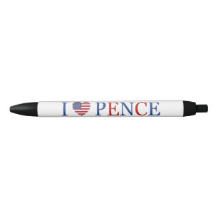 Patriotic I Heart Love Mike Pence Flag Black Ink Pen