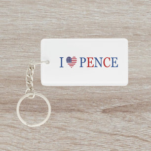 Patriotic I Heart Love Mike Pence Flag Key Ring