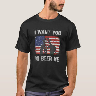Patriotic I Want You To Beer Me Funny Distressed U T-Shirt