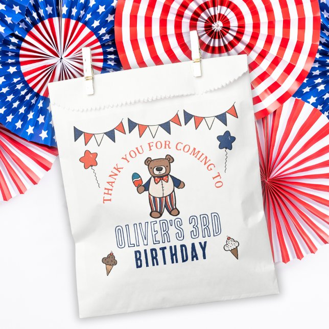 Patriotic Ice Cream Bear Boys Birthday Favour Bags (Creator Uploaded)