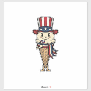 Patriotic Ice Cream Cone Vintage Engraving Design_
