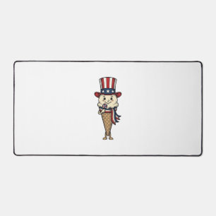 Patriotic Ice Cream Cone Vintage Engraving Design_ Desk Mat