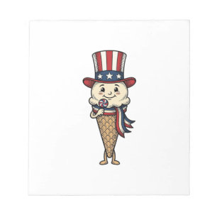 Patriotic Ice Cream Cone Vintage Engraving Design_ Notepad