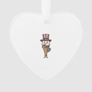 Patriotic Ice Cream Cone Vintage Engraving Design_ Ornament