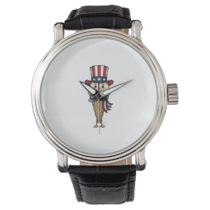 Patriotic Ice Cream Cone Vintage Engraving Design_ Watch