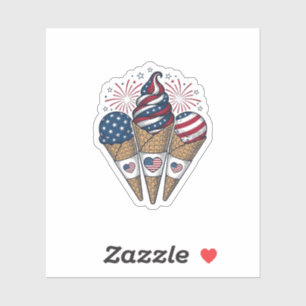 Patriotic Ice Cream Cones Vintage Fourth of July S