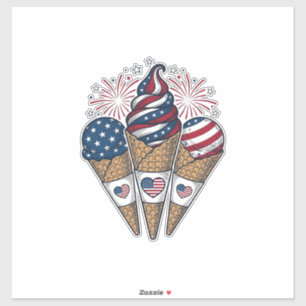 Patriotic Ice Cream Cones Vintage Fourth of July S